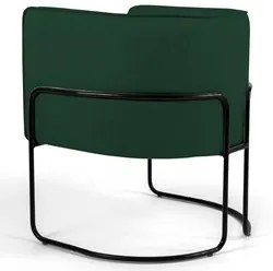 Poltrona Decorativa Base Aço Betina C-117 Linho Verde Musgo - Domi