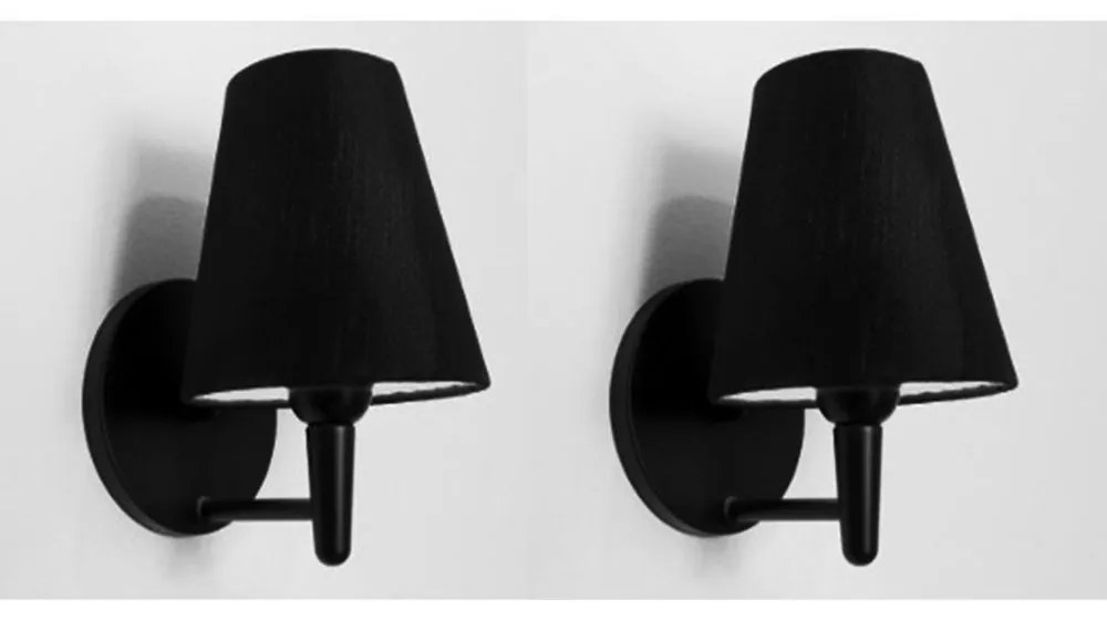 Kit/2 Arandela Cone Md-2004 Base Preto Cúpula em Tecido 14/14x07cm Preto - Bivolt
