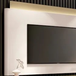 Painel TV 85 Pol Nobre e Rack Bancada Ária Off/Champanhe - HB Móveis