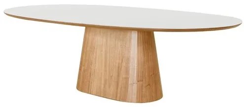 Mesa de Jantar Versa Oval Vidro Off White Base Cinamomo 220cm - 73920 Sun House