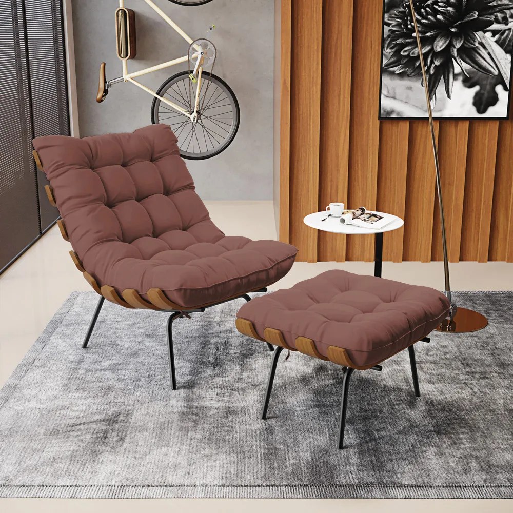 Puff Costela Veludo Base Metálica Preto M11 - D'Rossi - Rose