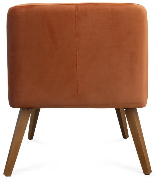Kit 2 Poltronas Decorativas Lara Pés de Madeira Veludo Terracota - Sheep Estofados - Laranja