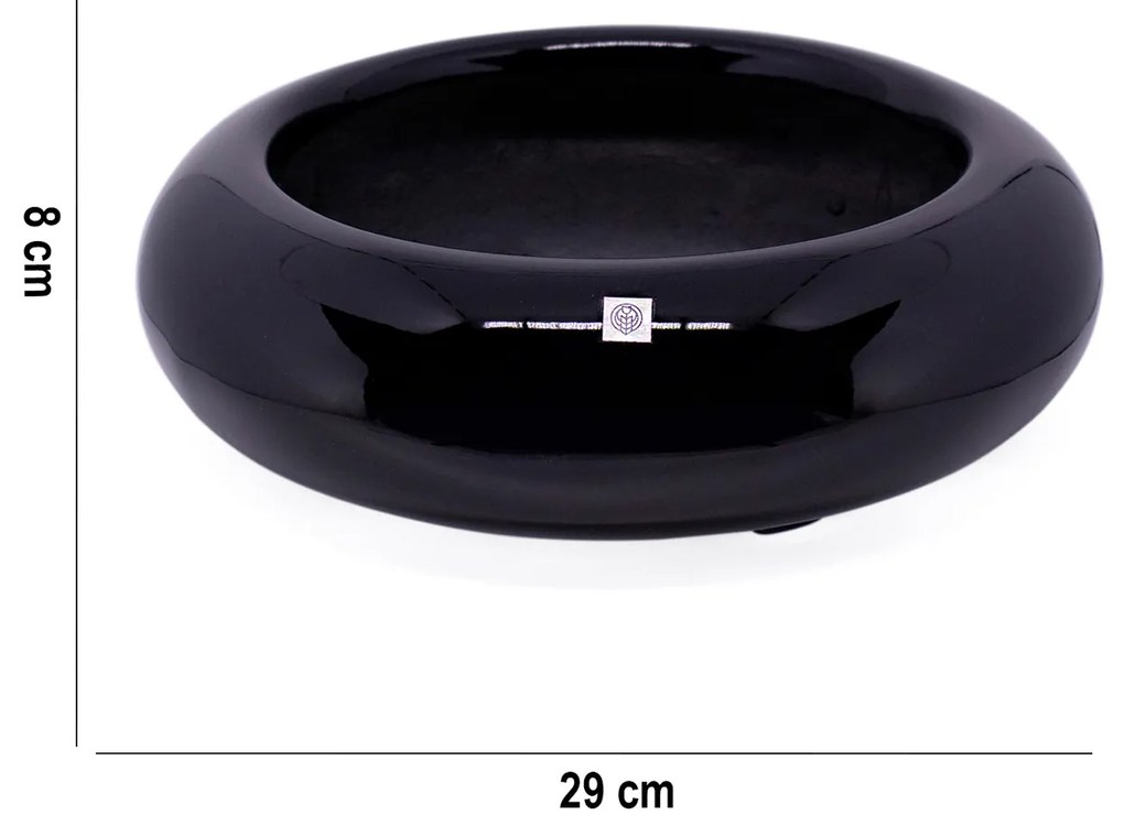 Vaso Bacia Decorativo Redondo Em Fibra para Planta Preto p 8 Cm B02 - D'Rossi