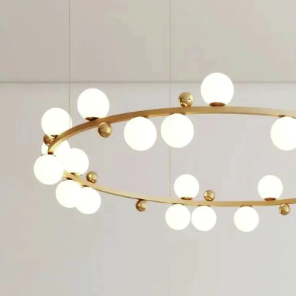 Pendente Aliança Horizontal Ø100X24Cm 25Xg9 Globo 10Cm - Usina 90006/2... (FN-F - Fendi Fosco, Branco (Fosco))