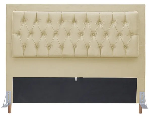Cabeceira Cama Box Casal 140cm Paris Capitonê Suede Bege - Sheep Estofados - Bege