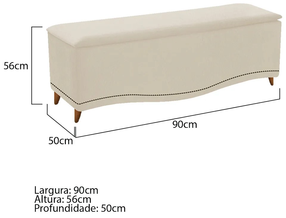 Calçadeira Estofada Yasmim 90 cm Solteiro Suede Bege - ADJ Decor