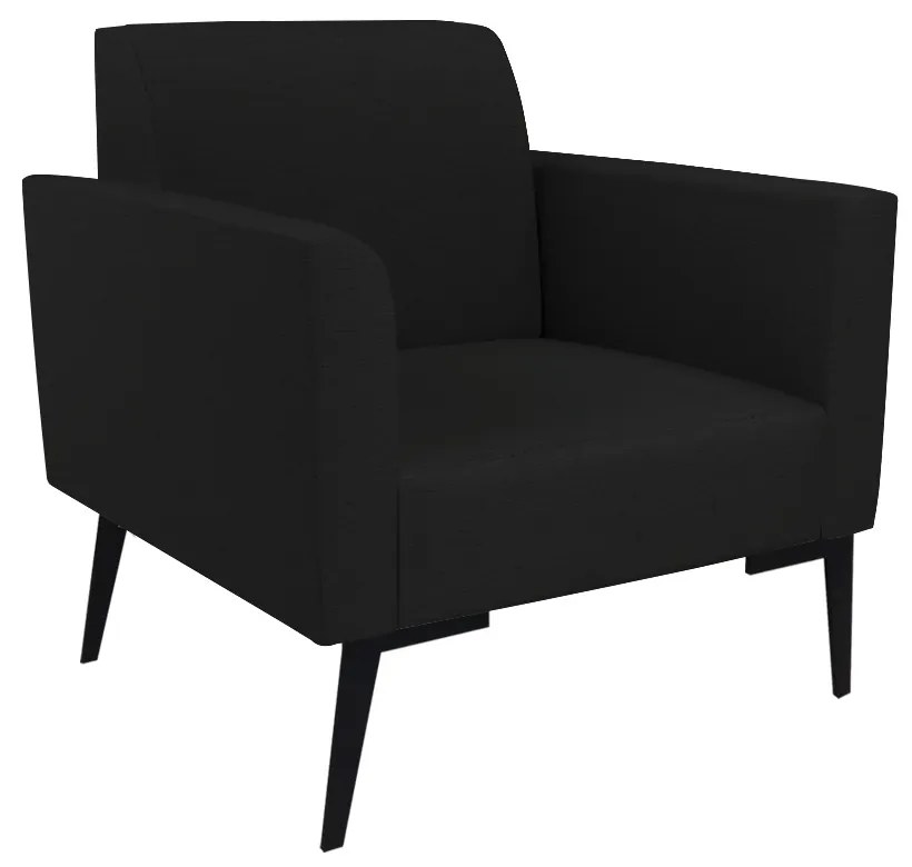 Sofá Namoradeira com 2 Poltronas Pés Villach Marisa Linho D03 - DRossi - A79 Preto