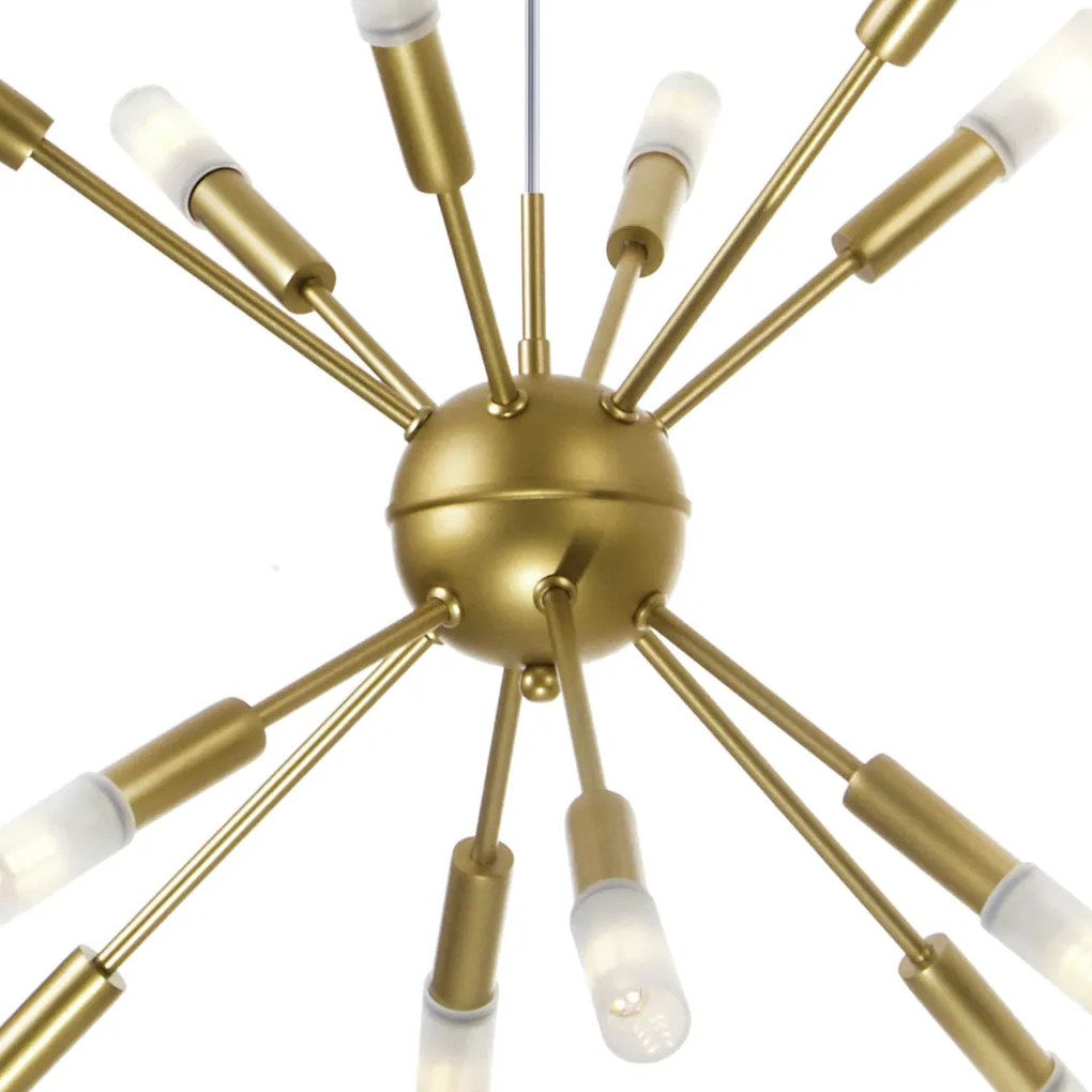 Pendente Flash 62X62X40Cm Sputnik Com Tubo Ponteira Acrílico Metal Alu... (ROSE FOSCO)
