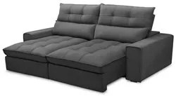 Sofá Retrátil Reclinável 3 Lugares 210cm Damy F05 Veludo Grafite - Mpo