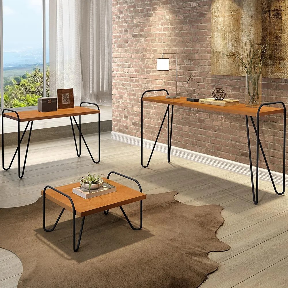Mesa Lateral Decorativa Sala de Estar Lourenço Castanho G37 - Gran Belo