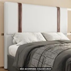 Cabeceira Cama Box King 193cm Estofada Glory Sintético Branco Z04 - Mp