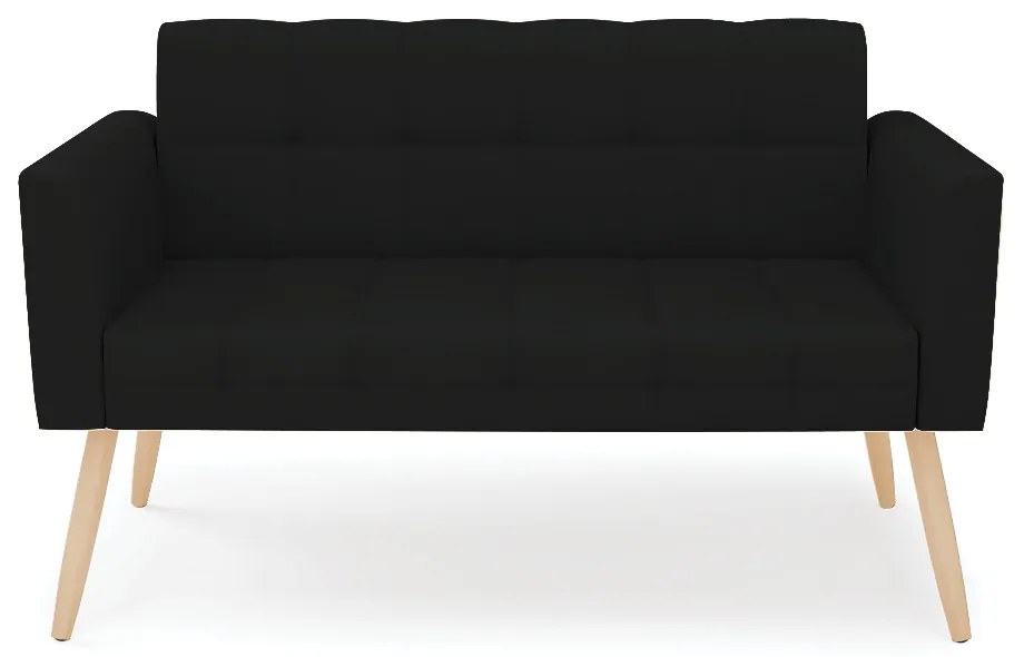 Sofá Namoradeira Elisa Linho Pés Palito Natural D03 - D'Rossi - A79 Preto