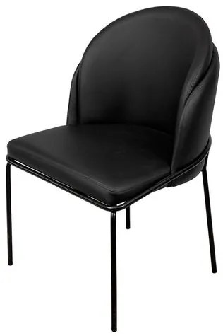 INATIVO - Cadeira Denali Estofada PU Preto Base Aco - 71492 Sun House