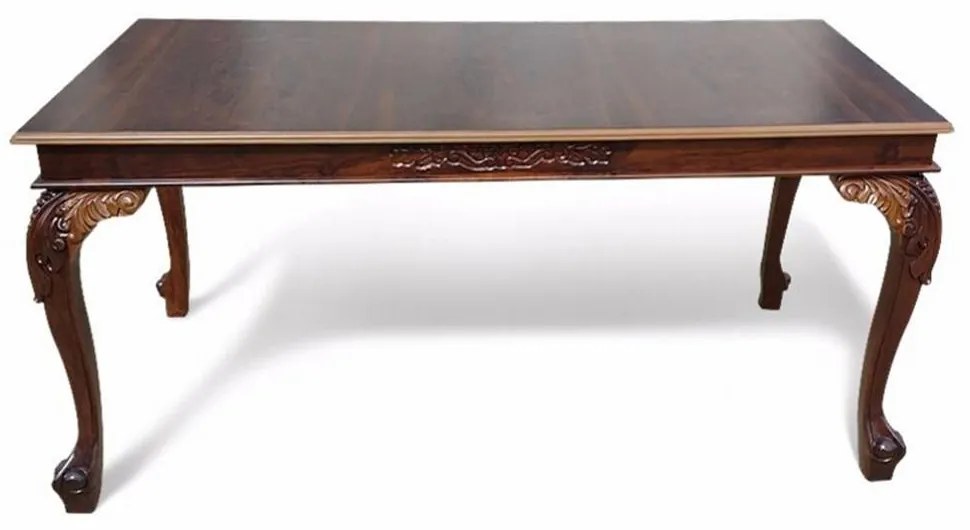 Mesa de Jantar Luís XV Desmontável Madeira Maciça Eucalipto Entalhada Design Artesanal