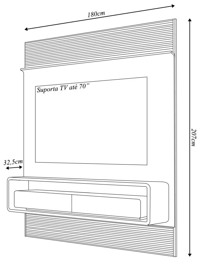 Painel Suspenso Solan TV 70" 2 Gavetas OffWhite/Freijó G18 - Gran Belo