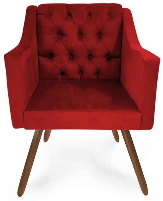 Kit 2 Poltronas Decorativas Capitonê Amanda Retrô Vermelho - Loja Sheep - Vermelho