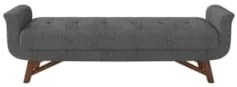 Puff Recamier Calçadeira 195cm Base Madeira Neville Z37 Linho Cinza -