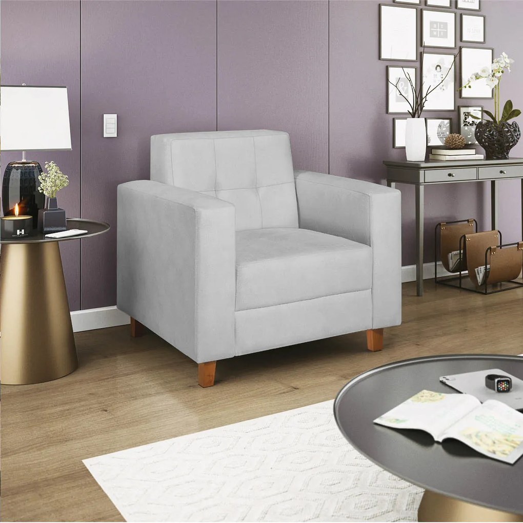 Poltrona Decorativa Denver Corano Branco - ADJ Decor