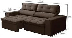 Sofá Retrátil Reclinável 3 Lugares 200cm Blanches F05 Veludo Marrom -
