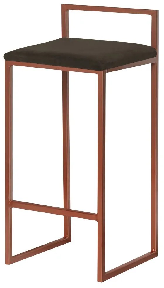 Banqueta Decorativa Selena Base Bronze Suede Marrom G41 - Gran Belo