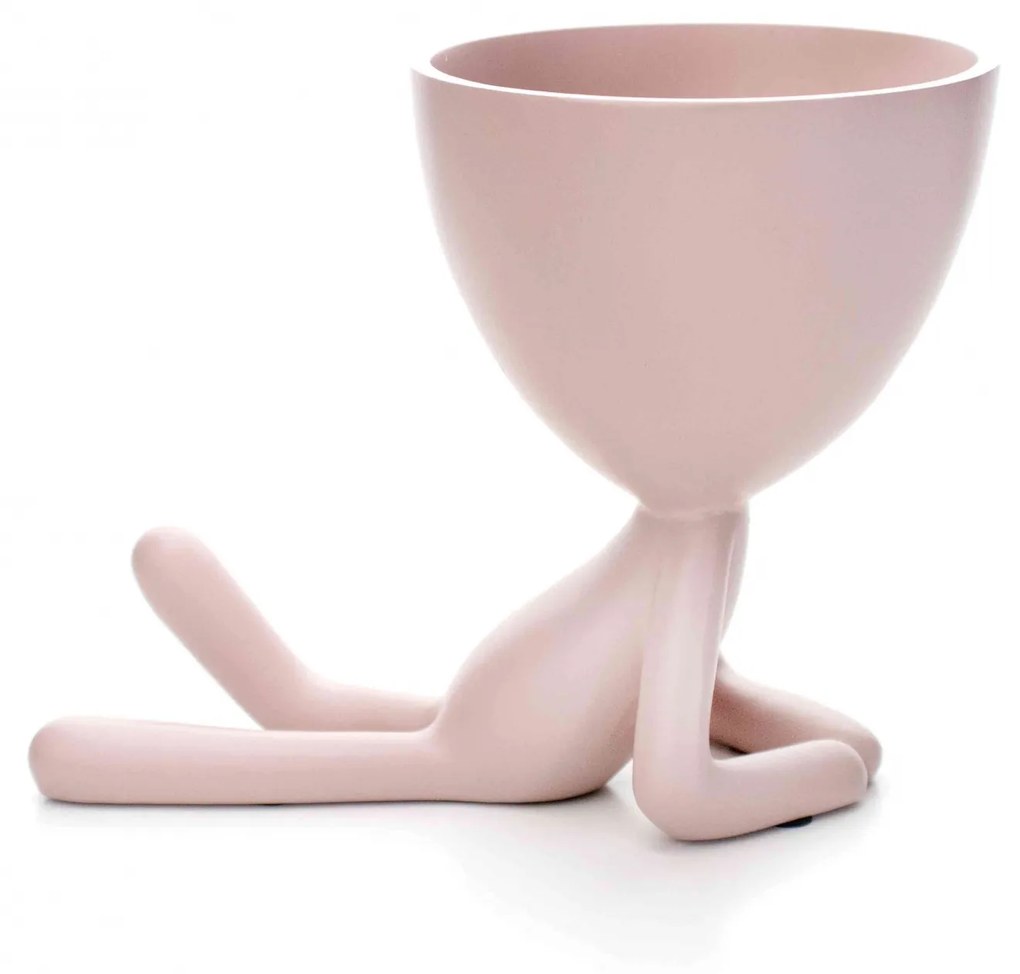 Vaso Decorativo Bob Robert Plant Deitado Em Poliresina Rosa 13x14x10 Cm - D'Rossi
