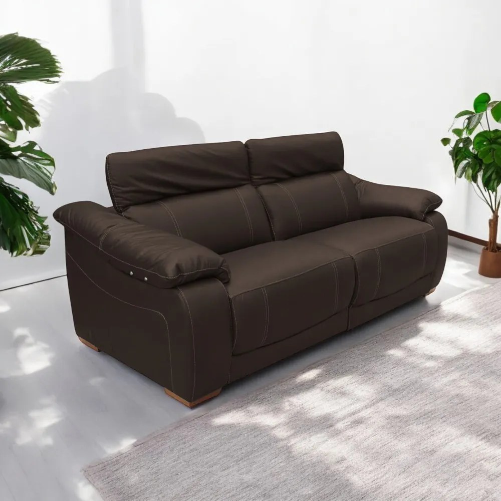 Sofá Elétrico Reclinável Sala de Estar Concepción U076 224cm Modulado Botão Touch Couro Marrom G49 - Idea Relax By Natuzzi Group