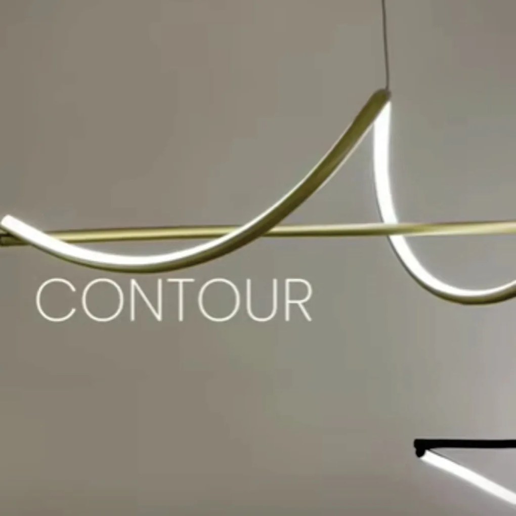Pendente Contour 120X20X20Cm Led 30W 3000K Bivolt Preto - Usina Import...