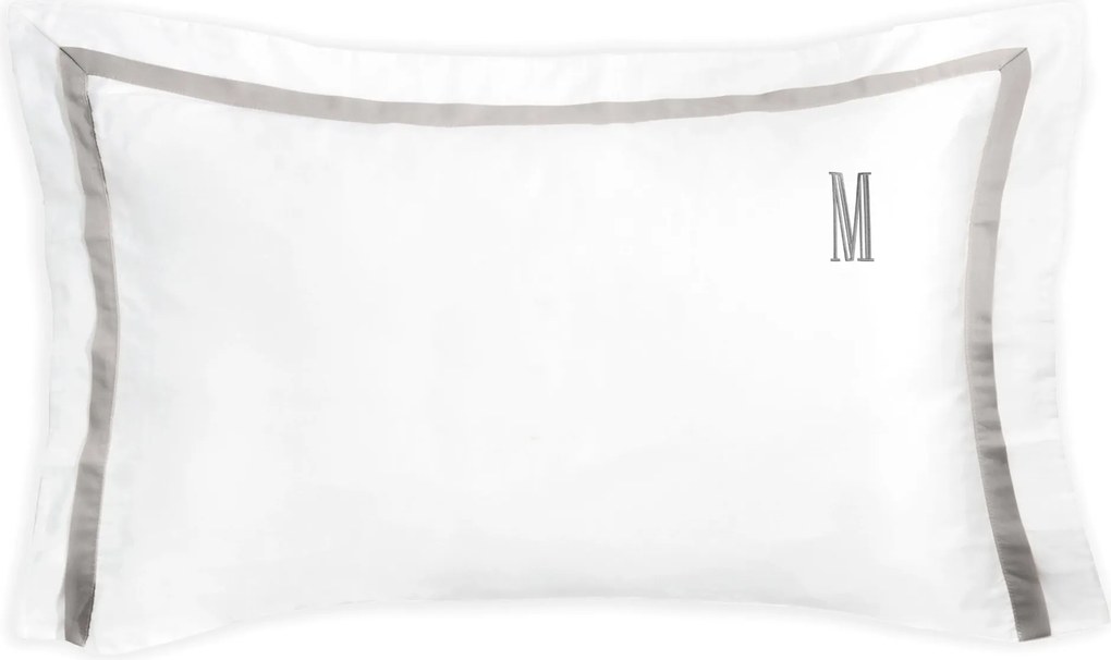 Fronha Trussardi 300 fios Cetim 100% Algodão Egípcio Vercelli - 50x90 - Branco e Nocciola 50x90 - Branco e Nocciola