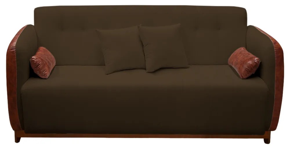 Sofá 3 Lugares Liverpool 1,90 m Compose Corino Ocre/Marrom C/ Botão - Decorar Estofados