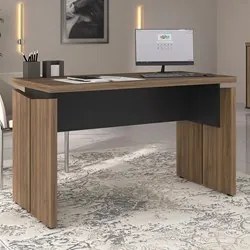 Mesa Para Escritório Home Office 125cm Corp A06 Nogal/Preto - Mpozena