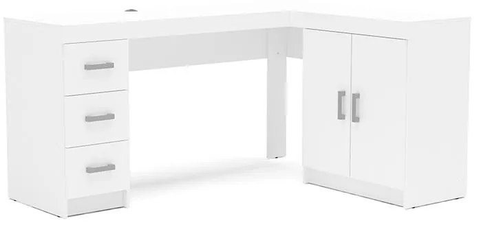 Mesa Para Escritório Espanha 2 Portas 3 Gavetas - Branco