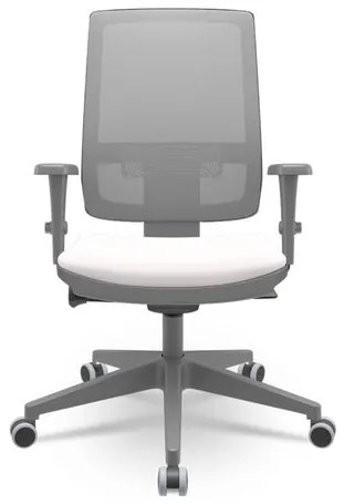 Cadeira Brizza Diretor Grafite Tela Cinza Assento Vinil Eco Branco Autocompensador Piramidal - 66263 Sun House
