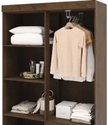 Guarda Roupa Solteiro 103cm Com Espelho Ideal Imbuia Rústico - Vila Ri