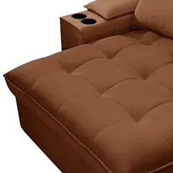 Sofá Retrátil 4 Lugares com Porta Copo 280cm Andes F05 Veludo Terracot
