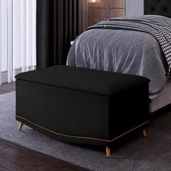 Calçadeira Baú Solteiro 90cm com Tachas Imperial J02 Sintético Preto -