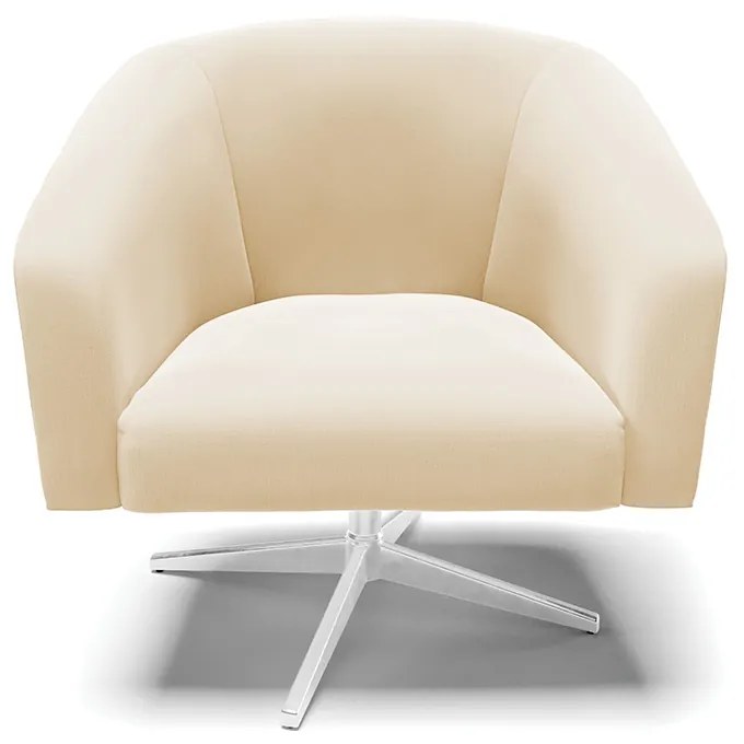 Poltrona Decorativa Giratória Cromada Kit 2 Stella Suede D03 - D'Rossi - Bege