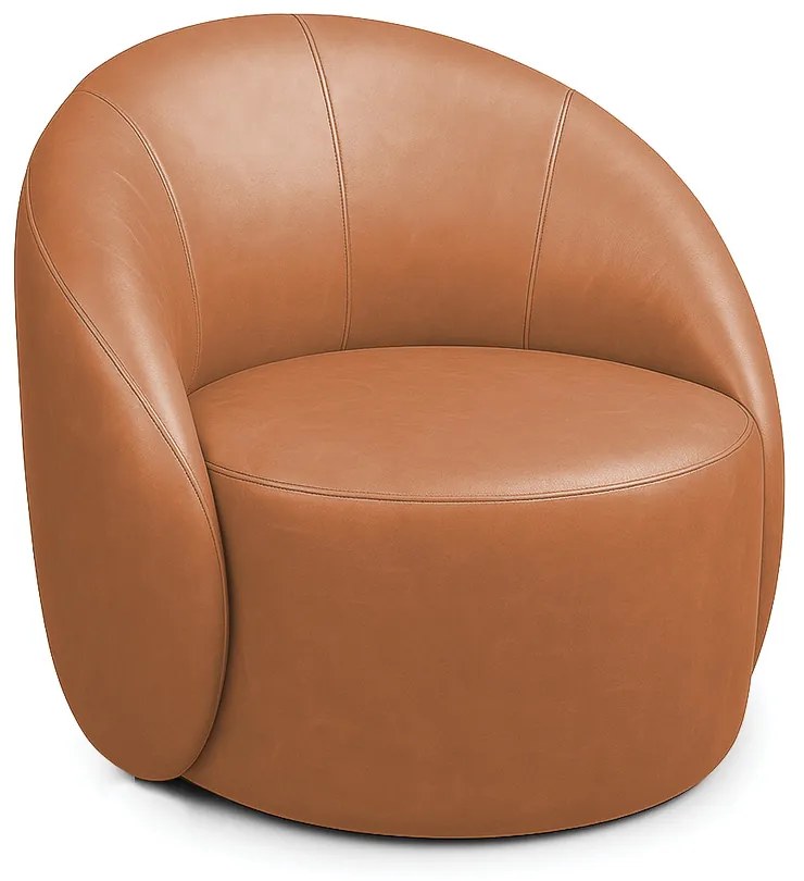 Poltrona Decorativa Orgânica Giratória Lua Sintético PU D03 - D'Rossi - Whisky