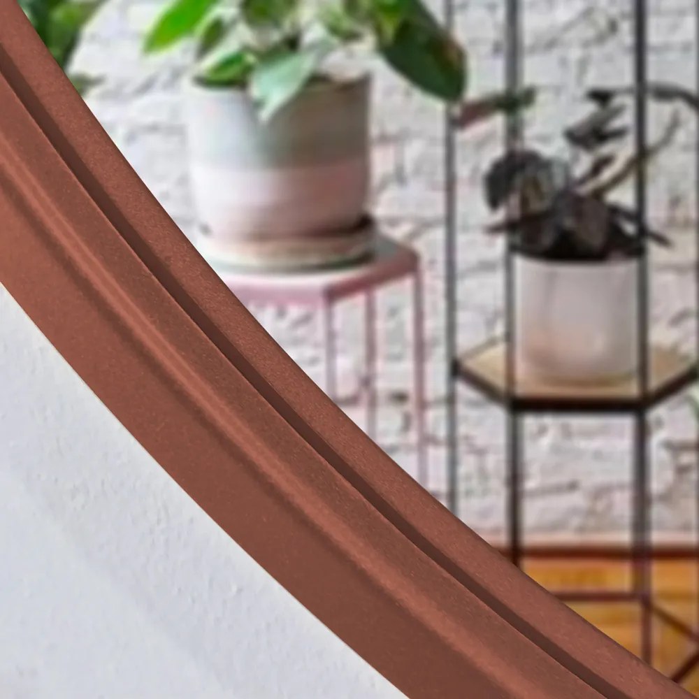 Espelho Decorativo Adnet Redondo Marrom 88x60 cm F01 - D'Rossi