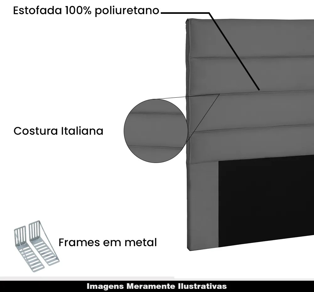 Cabeceira Decorativa 1,60M Queen Size Guess Suede Cinza G63 - Gran Belo