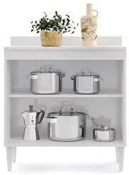 Balcão Gabinete 80cm 2 Portas Hawai Branco/Preto - Lumil Móveis