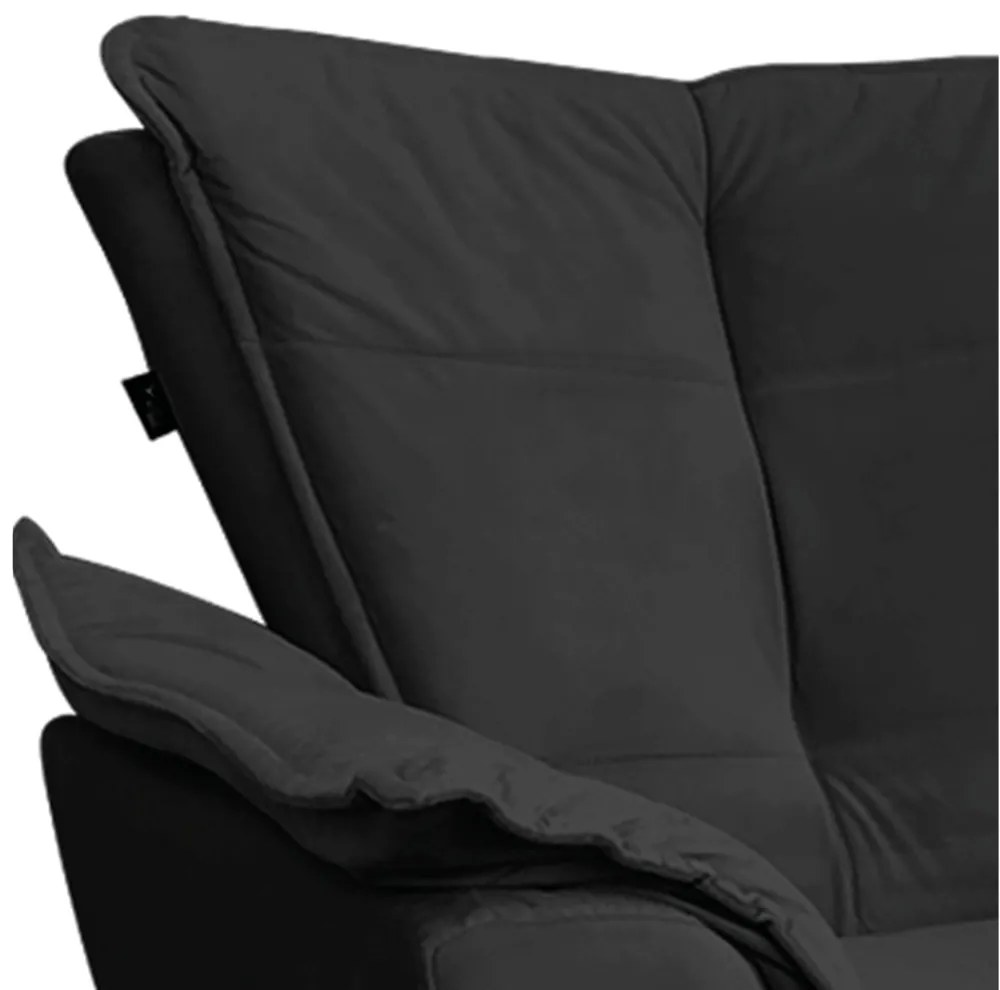 Poltrona Opala Veludo Preto Pes Palito Castanho