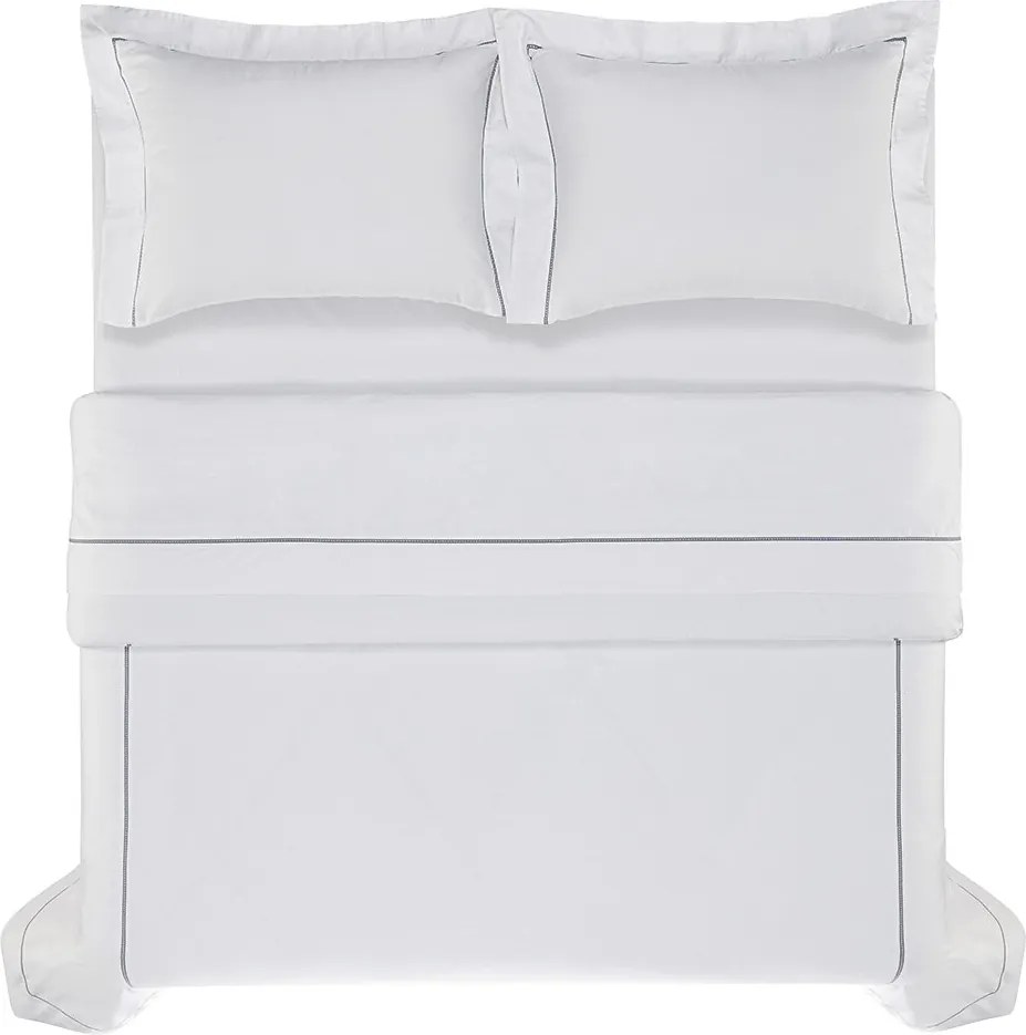 Capa de Edredom/Duvet Trussardi Cetim 300 Fios Portello Branco e Ardósia - Queen  Queen