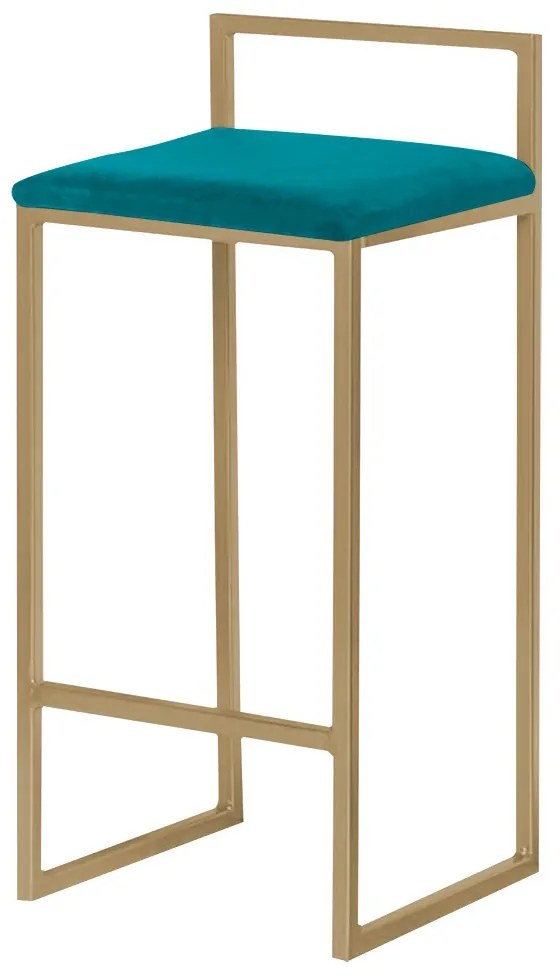 Banqueta Decorativa Selena Base Gold Suede Azul Claro G41 - Gran Belo