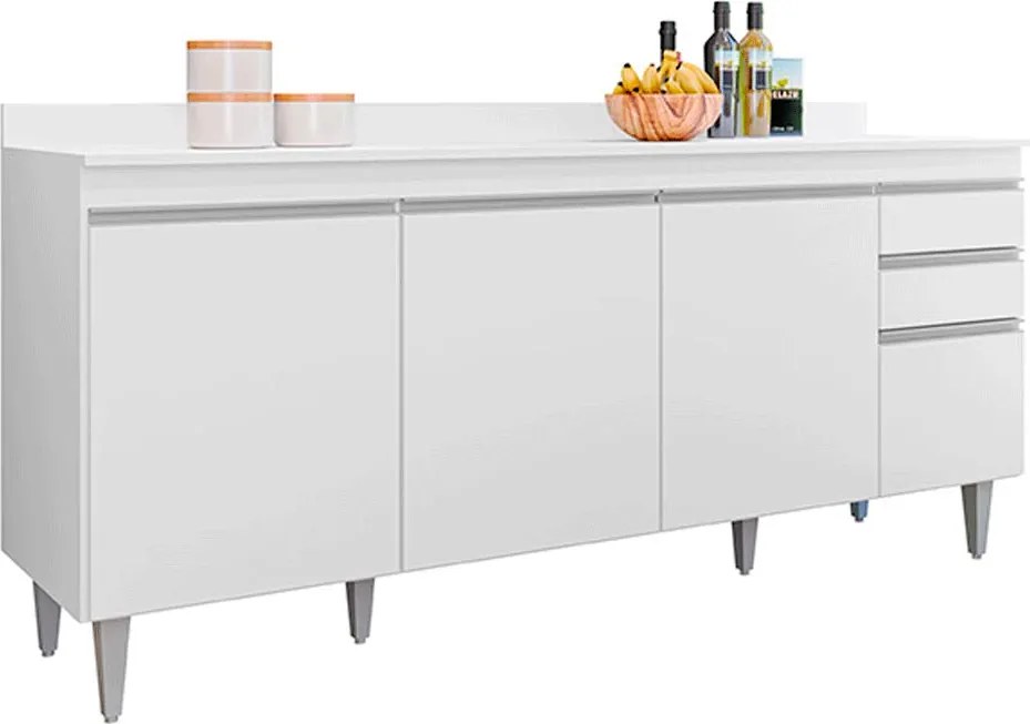 Balcão de Cozinha com Tampo Apex MDP/BP Branco G96 - Gran Belo