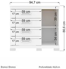 Cômoda Sapateira Com Pés 1 Porta 4 Gavetas Plus Branco - Santos Andirá
