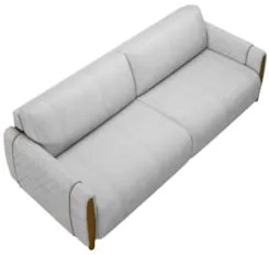 Sofá 3 Lugares 223cm Pés Madeira Amaranto Z32 Veludo Cinza - Mpozenato