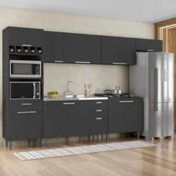 Armário de Cozinha CP06 Com Pia 120cm Pérola Z34 Preto      - Mpozenat