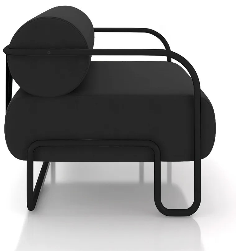 Poltrona Sala de Estar Industrial Preto Ameli Veludo K01 - D'Rossi - Preto