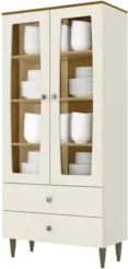 Cristaleira Para Sala De Jantar 02 Portas Liz Off White/Nature HP - He