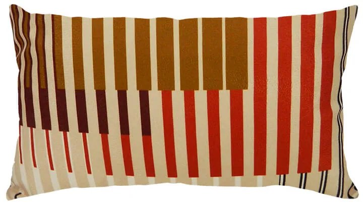 Capa de Almofada Olimpya em Suede Tons Marfim com Ferrugem - Listras - 60x30cm